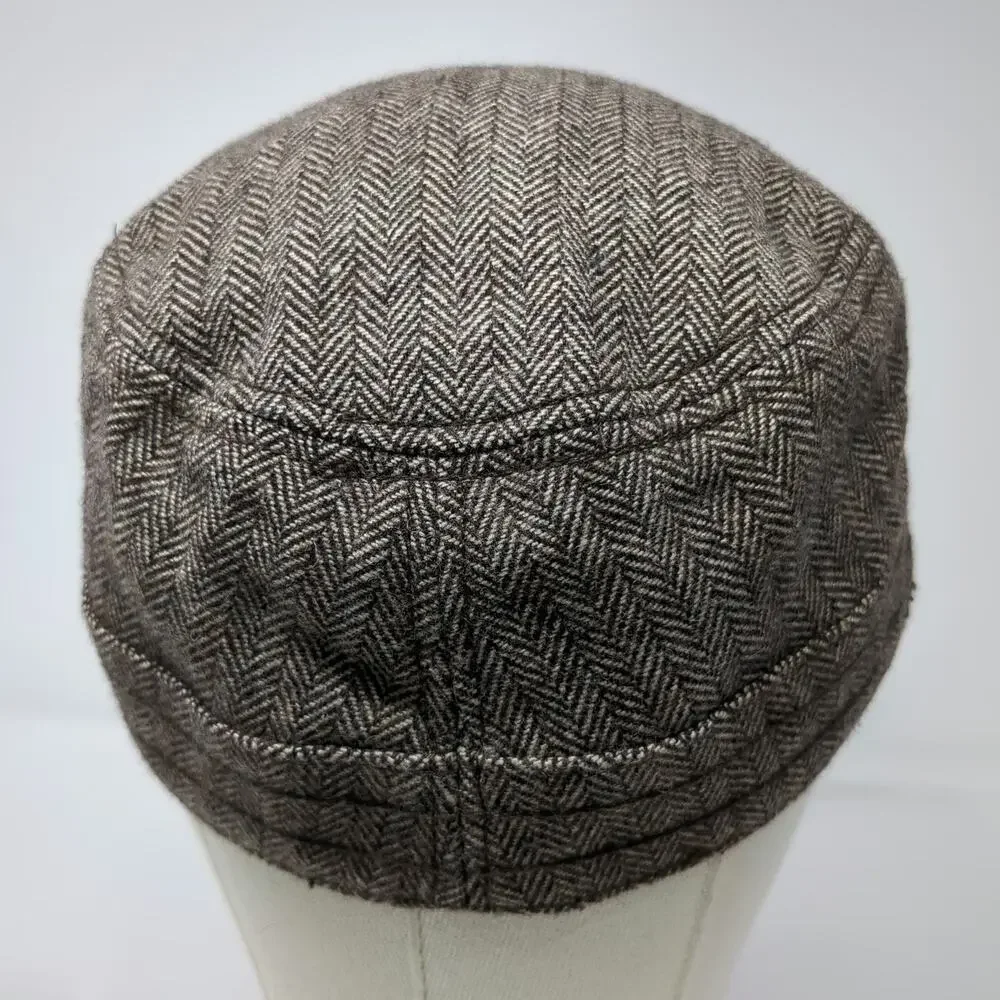 Banana Republic Army Cap Brown S/M Fitted Herringbone Wool Hat Cadet Casual